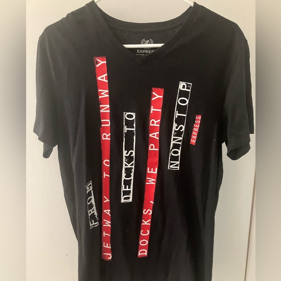 Express brand VIP life graphic print club party shirt adult size medium - Picture 2 of 11